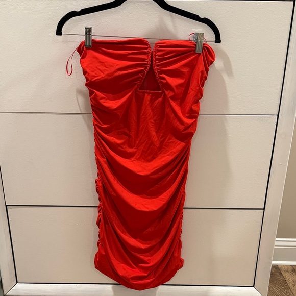 Vici Dresses & Skirts - Vici Strapless Red Ruched Dress
